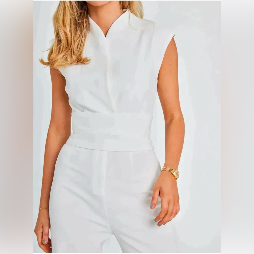 NEW White Wide Leg Jumpsuit - Picture 4 of 5